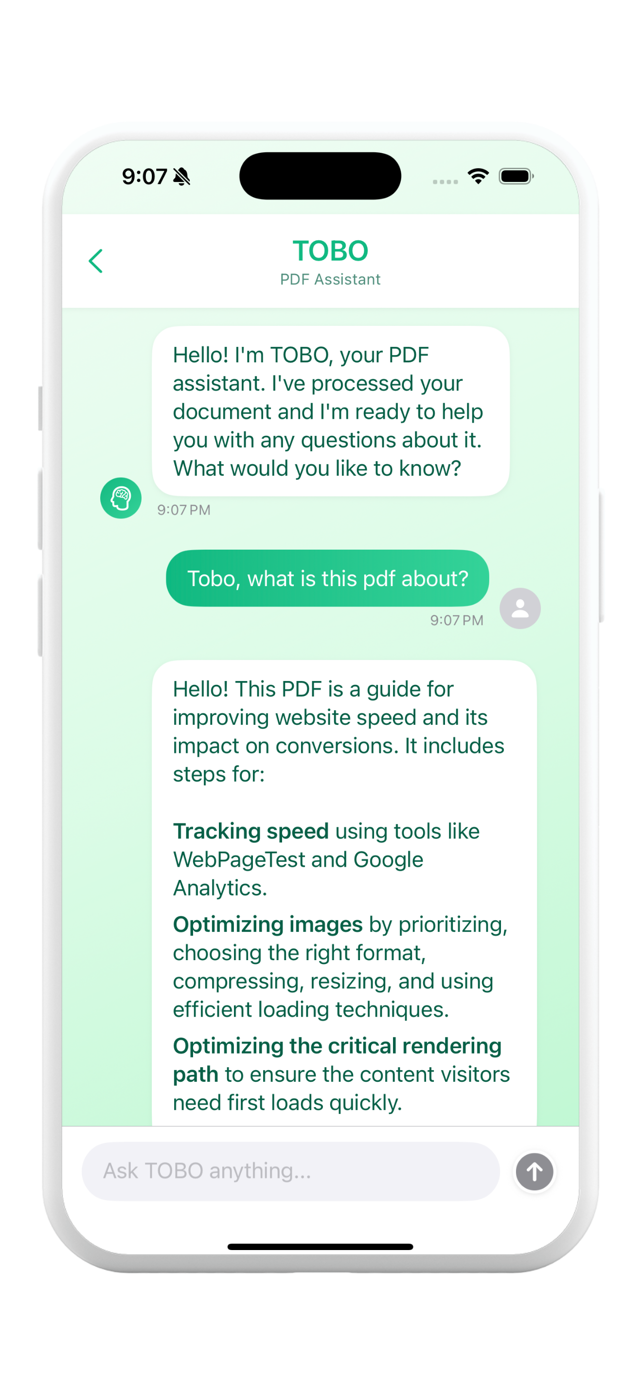 TOBO PDF Chat App